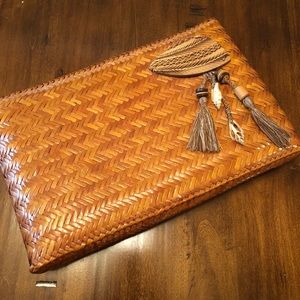 Vintage Bamboo Clutch with Beach Embellishments
